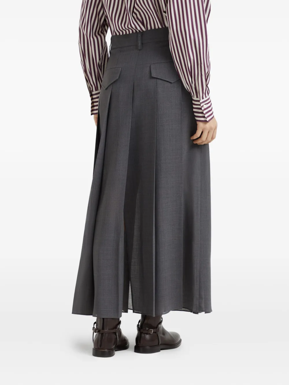 Brunello Cucinelli Maxi-plooirok Grijs