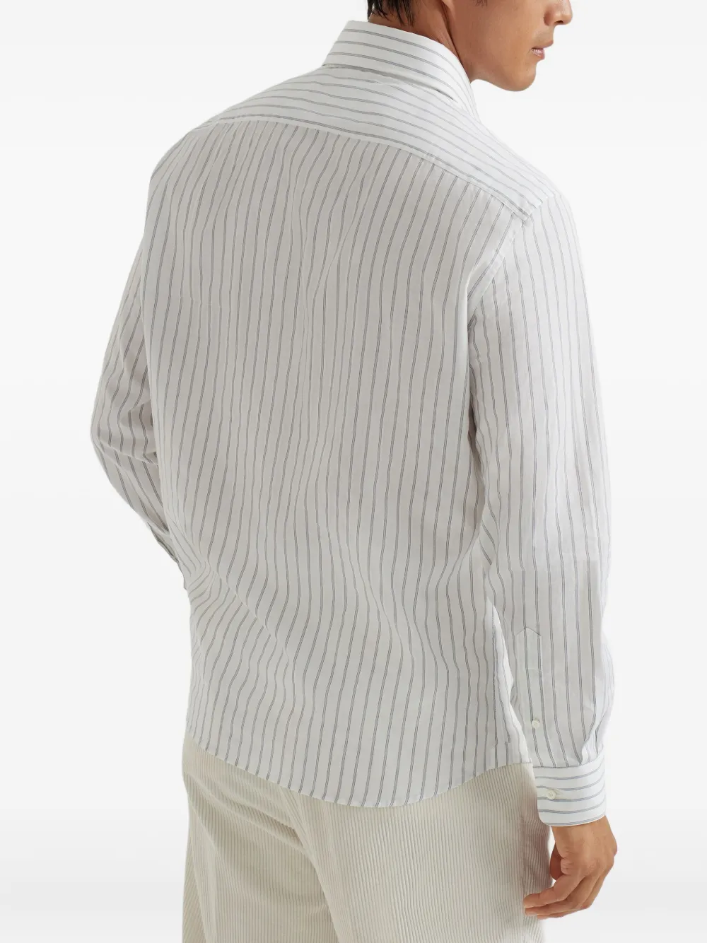 Brunello Cucinelli striped cotton shirt Wit