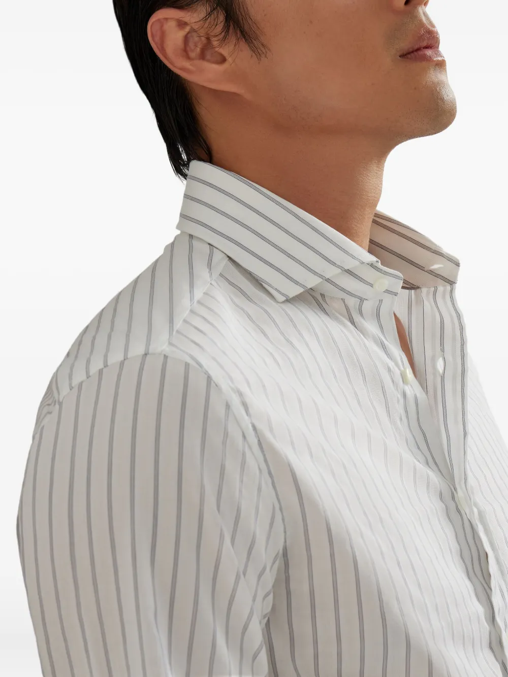 Brunello Cucinelli striped cotton shirt Wit