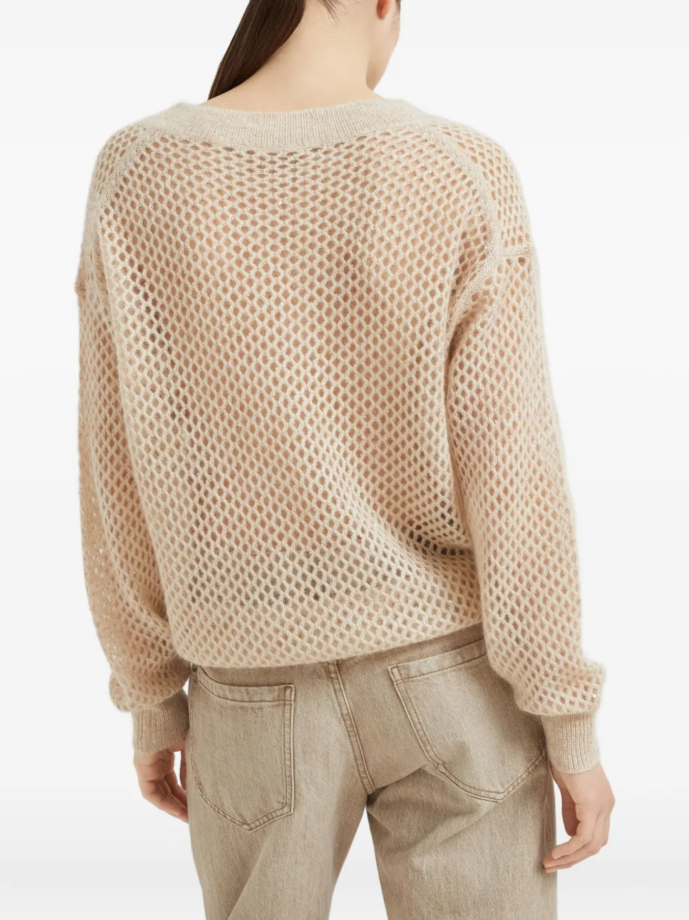 Brunello Cucinelli Opengebreide trui Beige