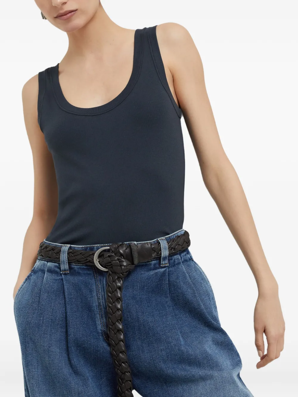 Brunello Cucinelli Geribbelde tanktop Blauw