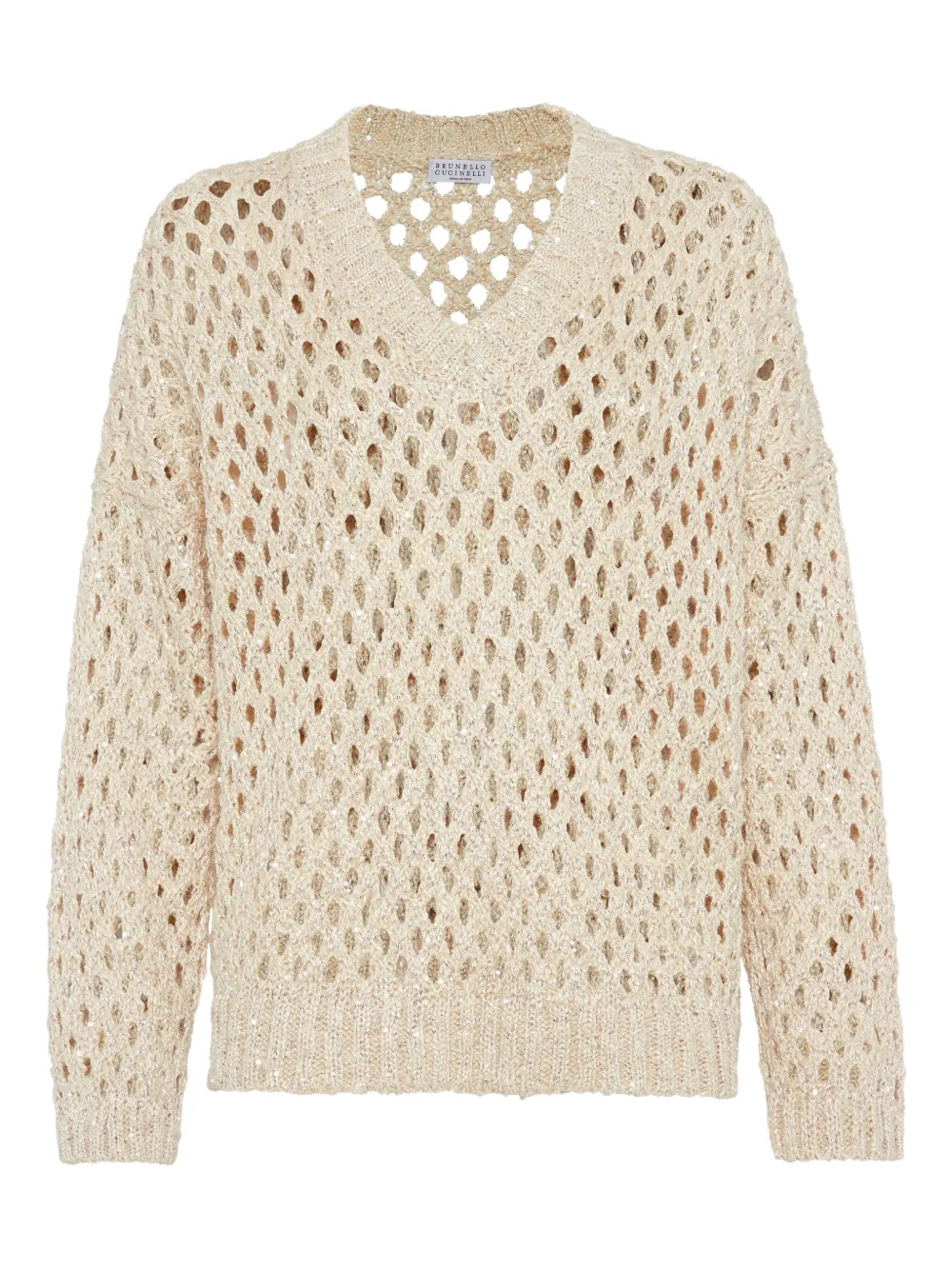 Brunello Cucinelli Pullover mit Lochstrickmuster | Nude | Image 1