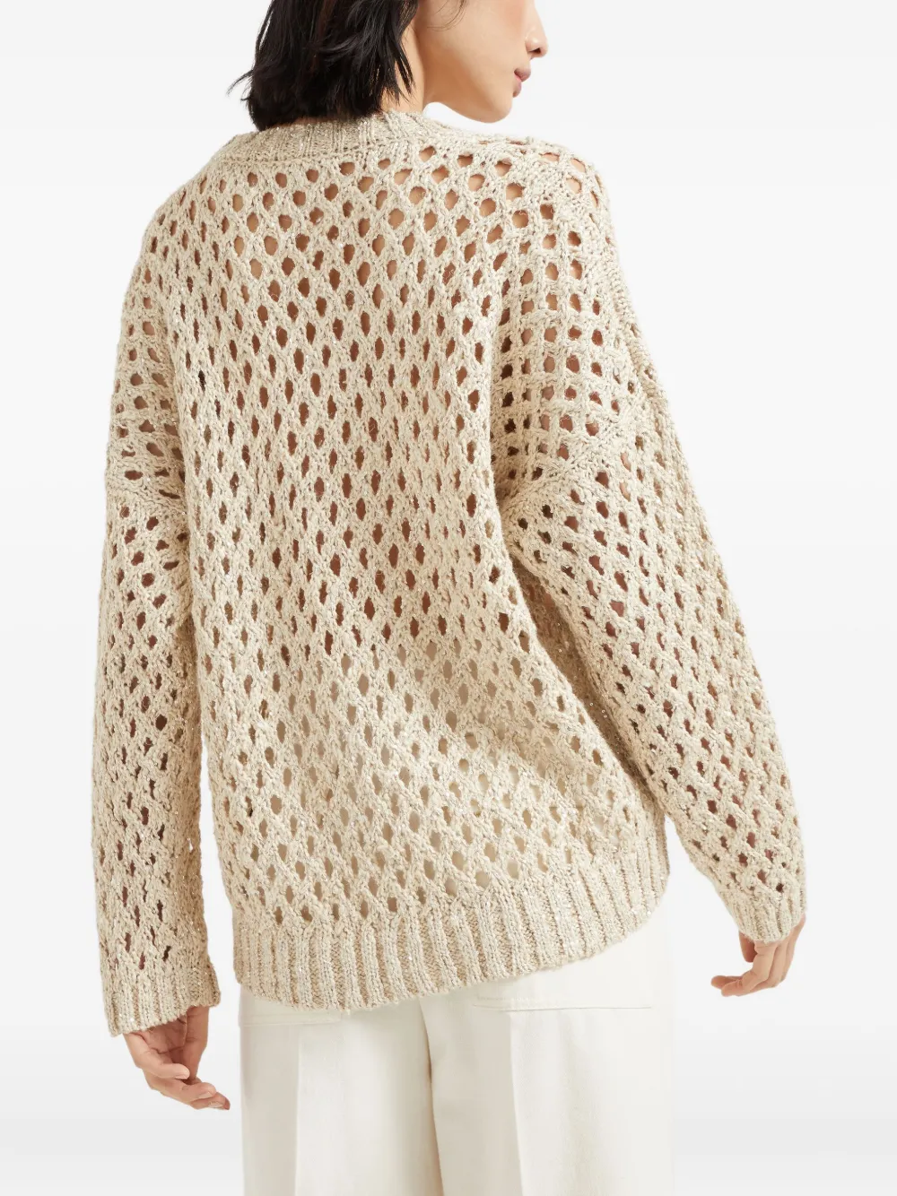 Brunello Cucinelli Opengebreide trui Beige