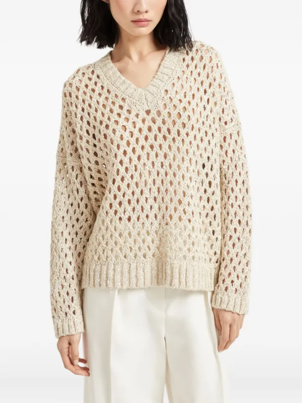 BRUNELLO CUCINELLI ニット・セーター レディース ブルネロ　クチネリ 中古　古着 中古ブルネロクチネリ BRUNELLO CUCINELLI カシミヤ100％ ニット V