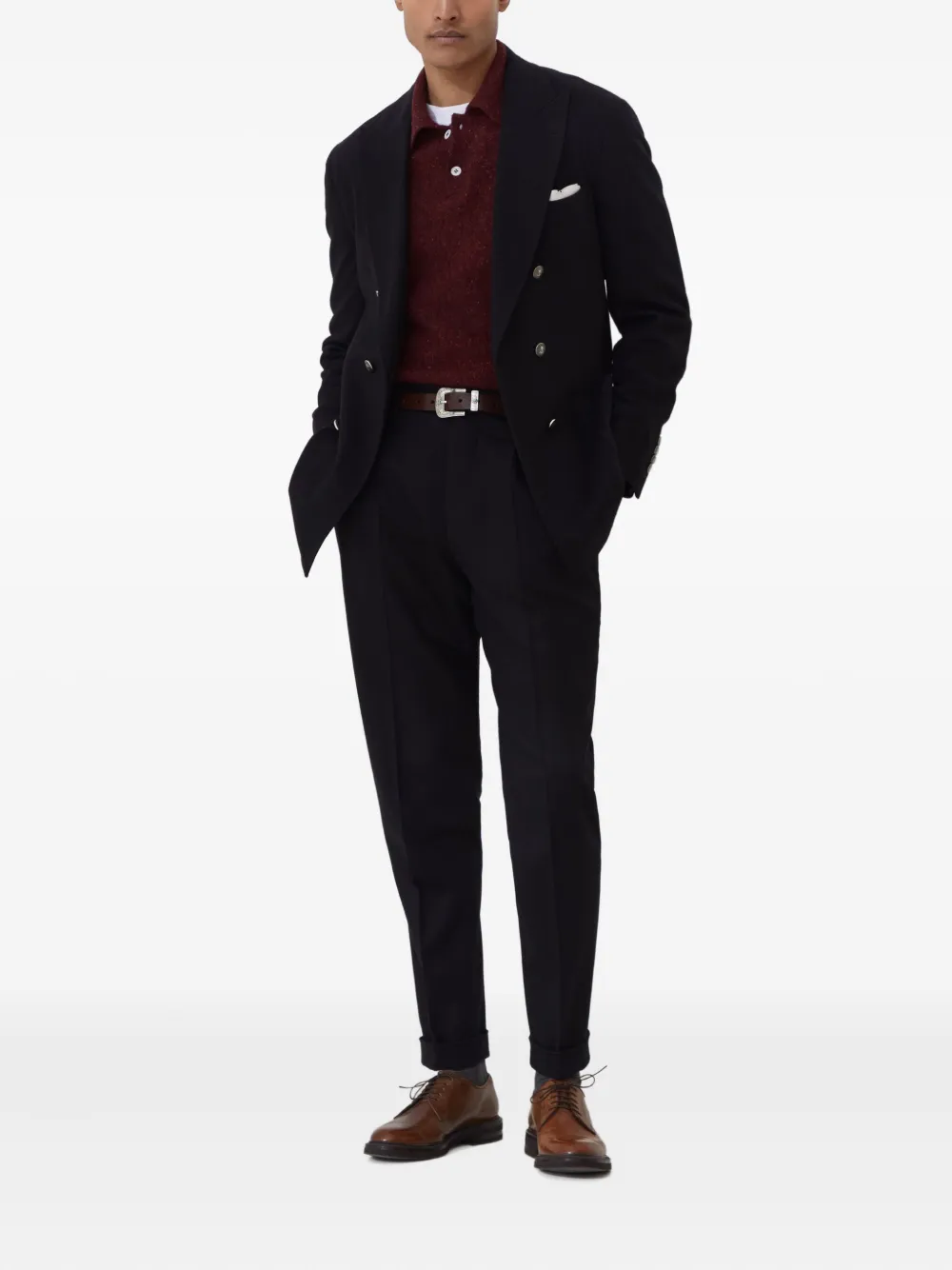 Brunello Cucinelli Poloshirt met gemêleerd effect - Rood