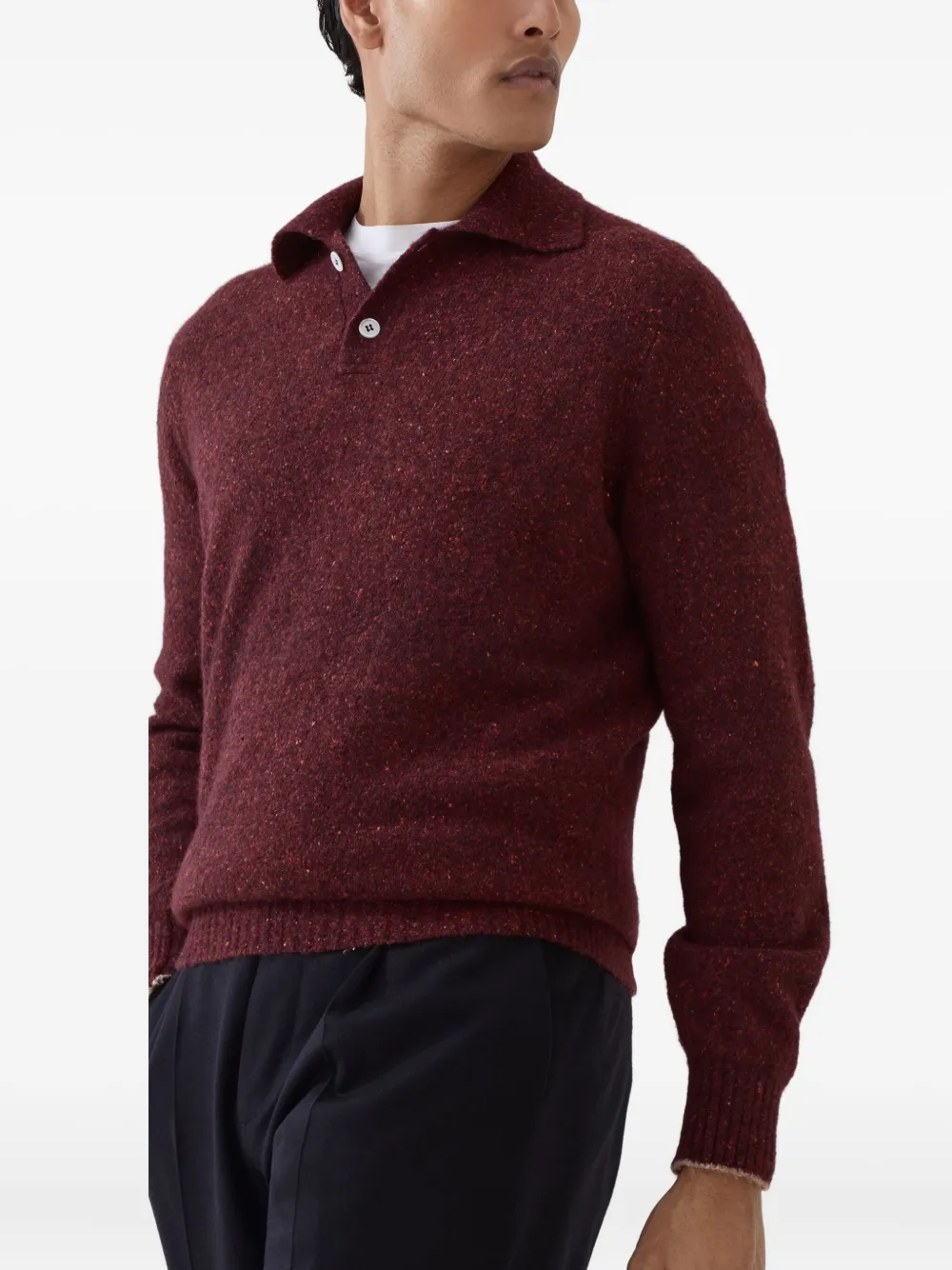 Brunello Cucinelli Poloshirt met gemêleerd effect Rood