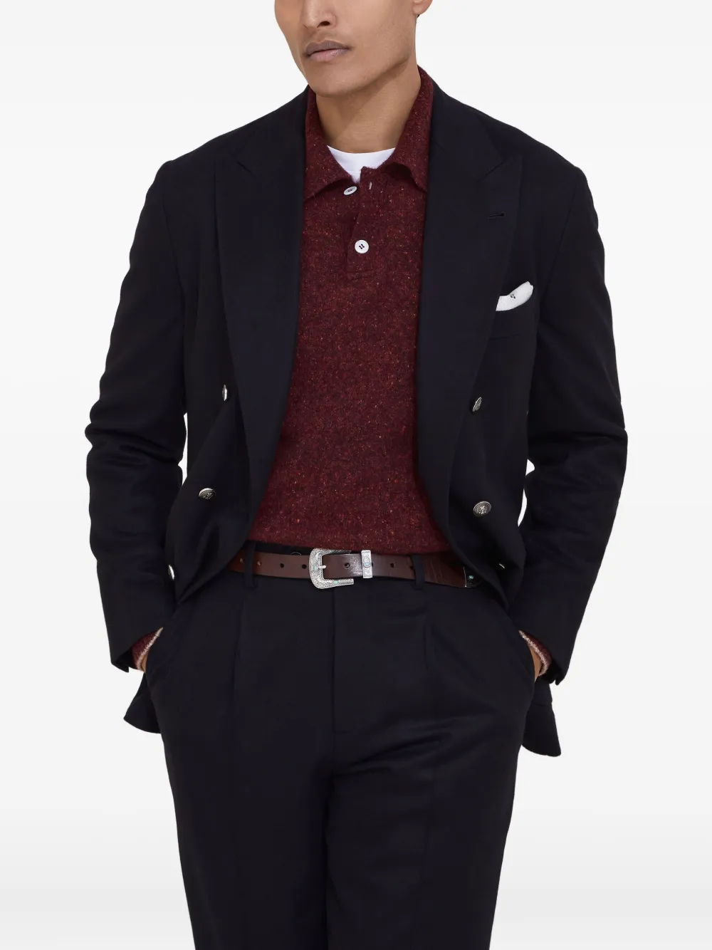 Brunello Cucinelli Poloshirt met gemêleerd effect Rood