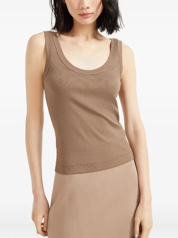 【送料&関税込】Brunello Cucinelli Ribbed Tank Top Brunello Cucinelli - Off White Cotton Ribbed Monili Tank