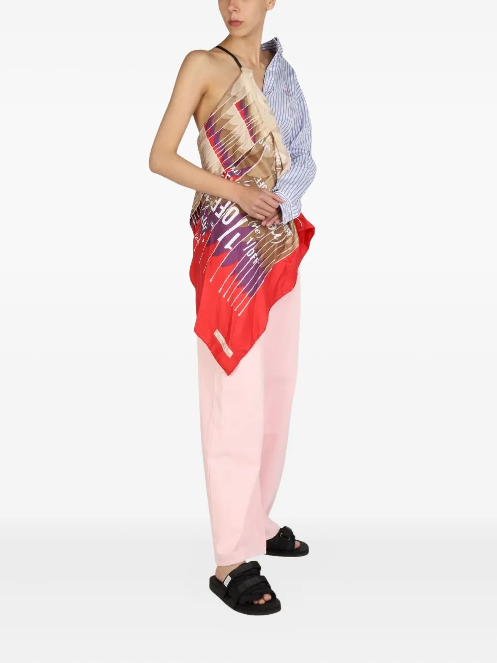 1/OFF striped scarf dress - Blauw