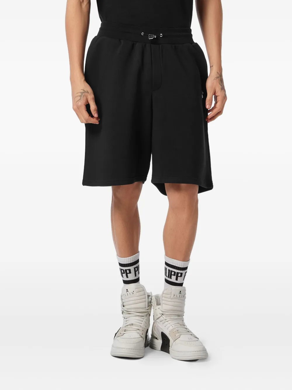 Philipp Plein Katoenen trainingsshorts Zwart