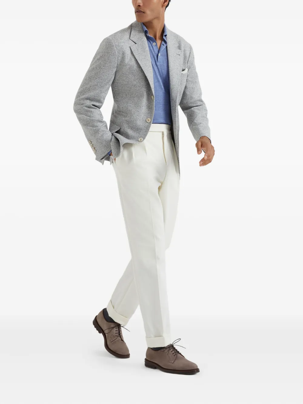 Brunello Cucinelli Lichtgewicht gebreid poloshirt - Blauw
