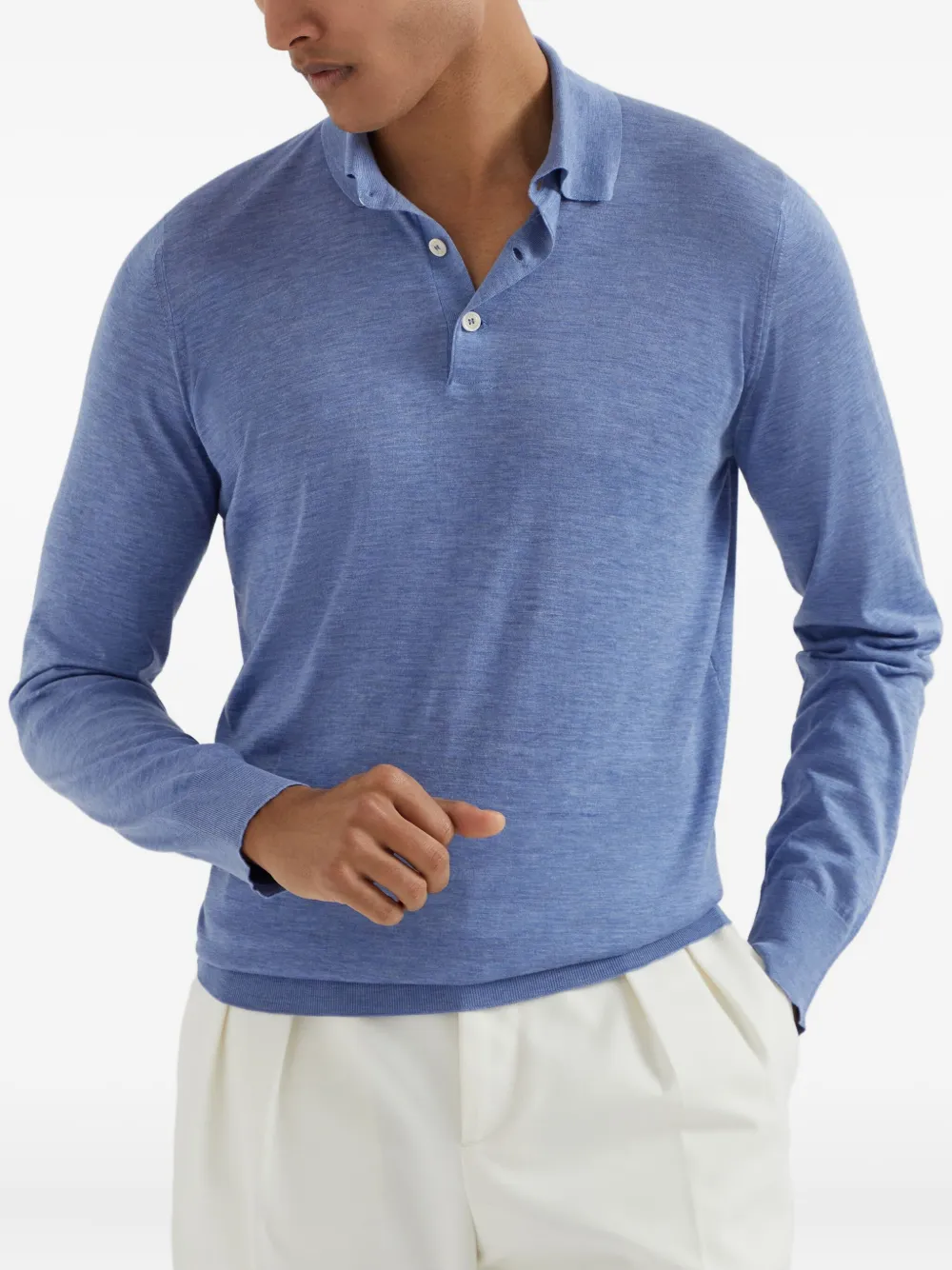 Brunello Cucinelli Lichtgewicht gebreid poloshirt Blauw