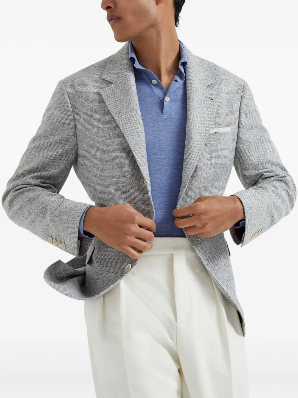 Brunello Cucinelli Lichtgewicht gebreid poloshirt Blauw