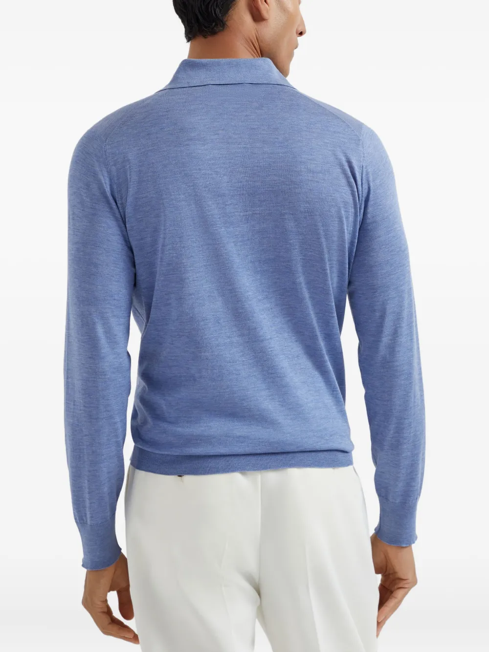 Brunello Cucinelli Lichtgewicht gebreid poloshirt Blauw