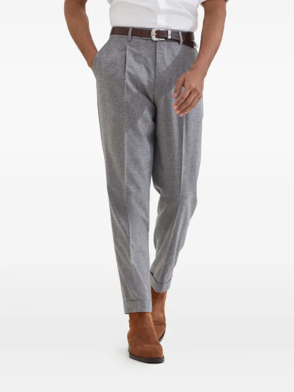 BRUNELLO CUCINELLI パンツ/ Brunello Cucinelli フランネル パンツ | グレー | FARFETCH JP