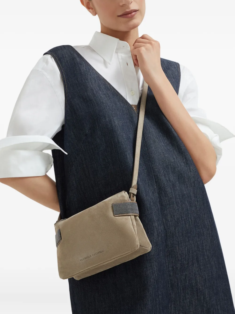 Brunello Cucinelli Essence kleine crossbodytas Beige