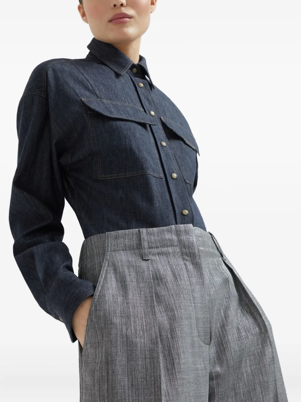 Brunello Cucinelli Twill broek Zilver
