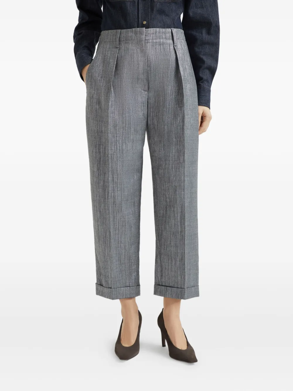 Brunello Cucinelli Twill broek Zilver