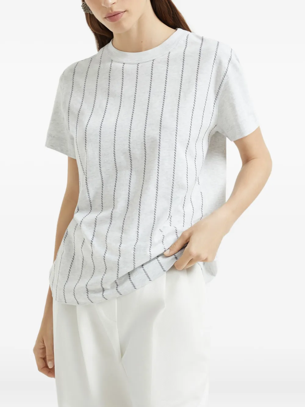 Brunello Cucinelli Gestreept T-shirt Wit