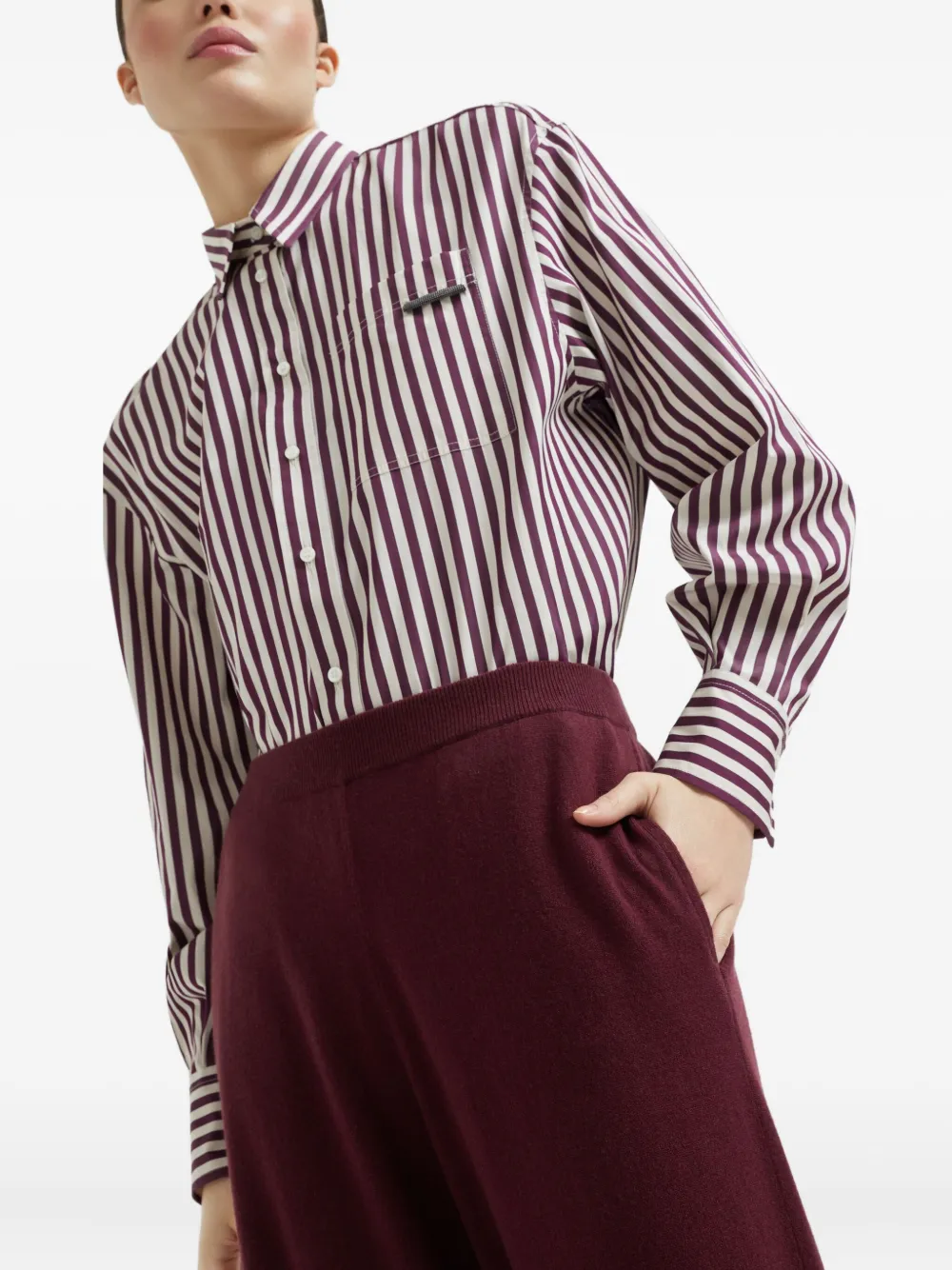 Brunello Cucinelli Gebreide broek Rood