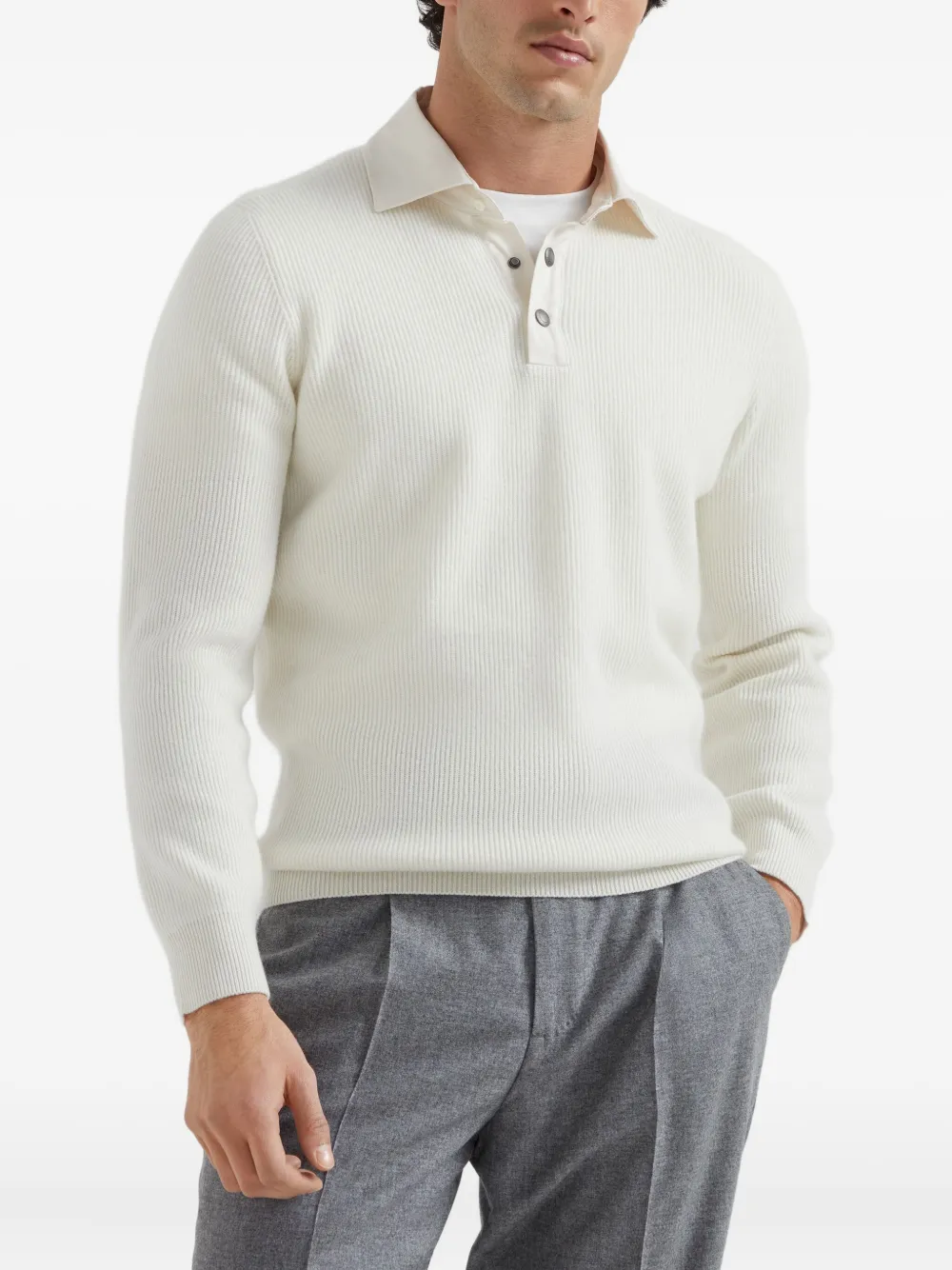Brunello Cucinelli Kasjmier poloshirt Wit