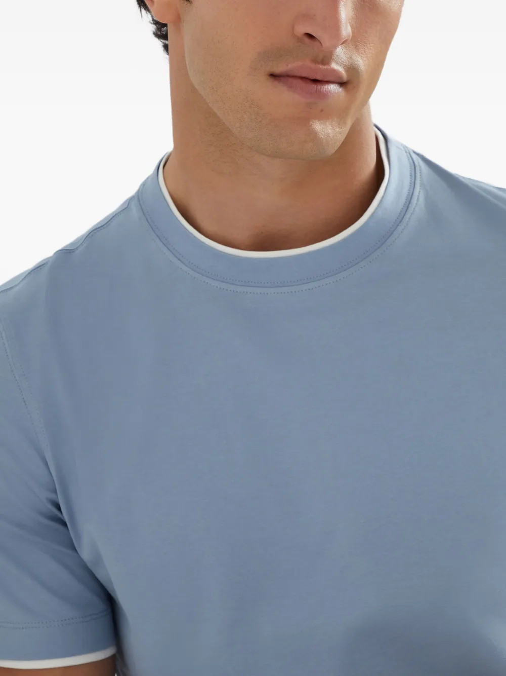 Brunello Cucinelli T-shirt met contrasterende afwerking Blauw