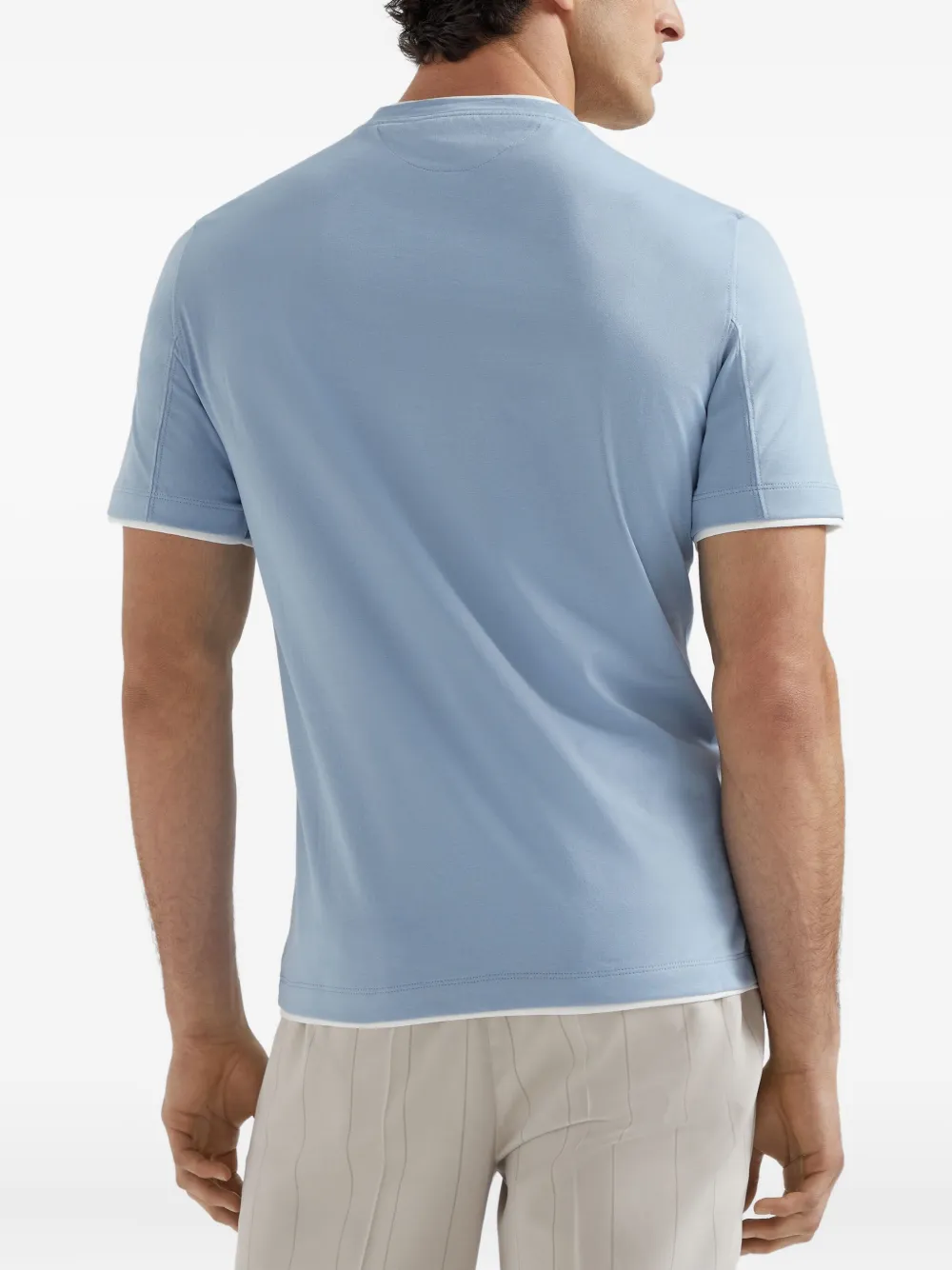 Brunello Cucinelli T-shirt met contrasterende afwerking Blauw