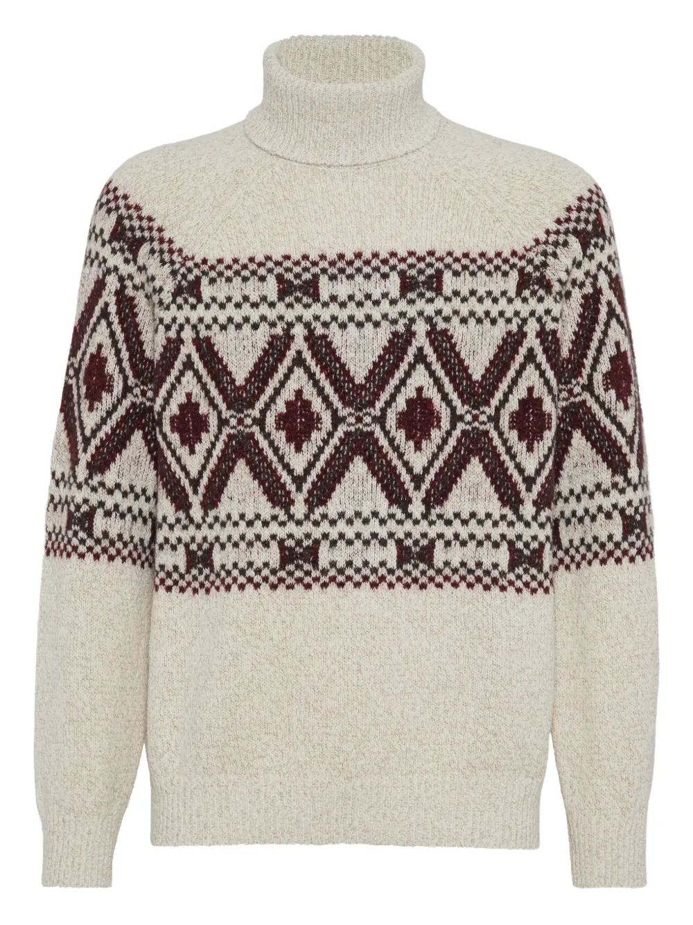 Brunello Cucinelli pull en jacquard à col roulé | tons neutres | Image 1