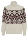 Brunello Cucinelli jacquard turtleneck sweater - Neutrals