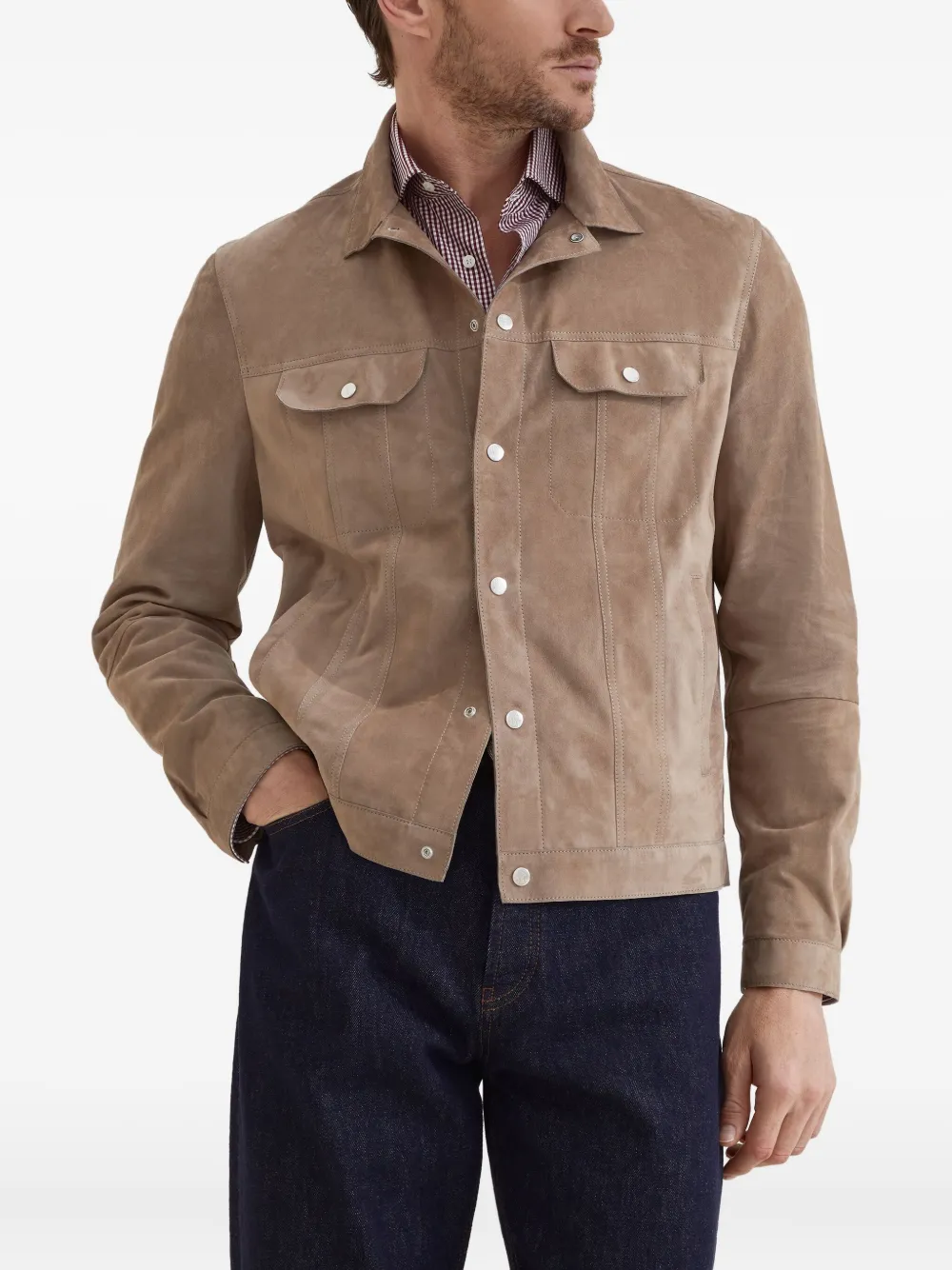 Brunello Cucinelli Leren jack Bruin