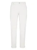 Brunello Cucinelli logo-patch jeans - White