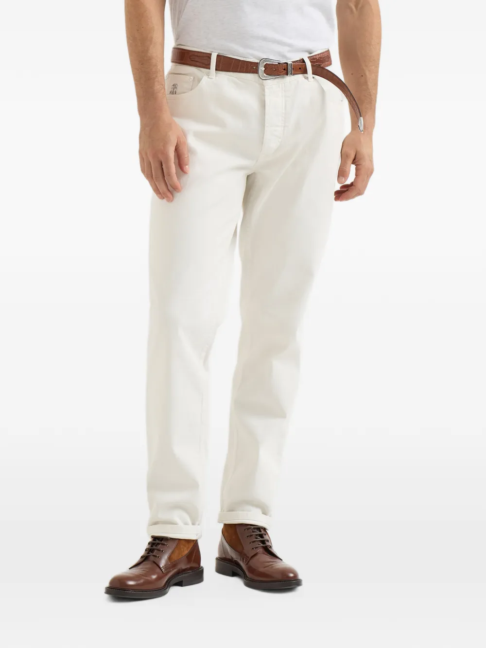 Brunello Cucinelli Jeans met logopatch Wit