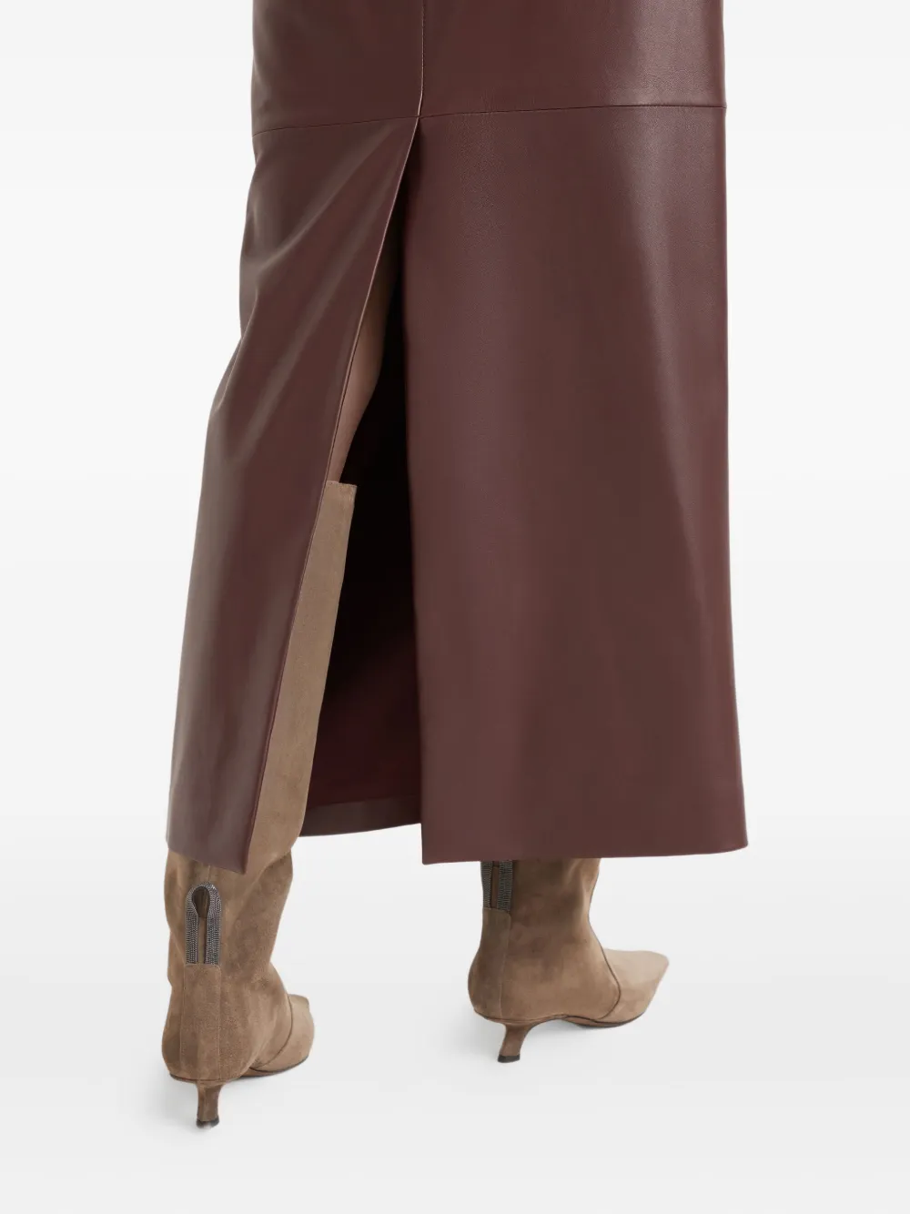 Brunello Cucinelli Leren maxi-rok Rood