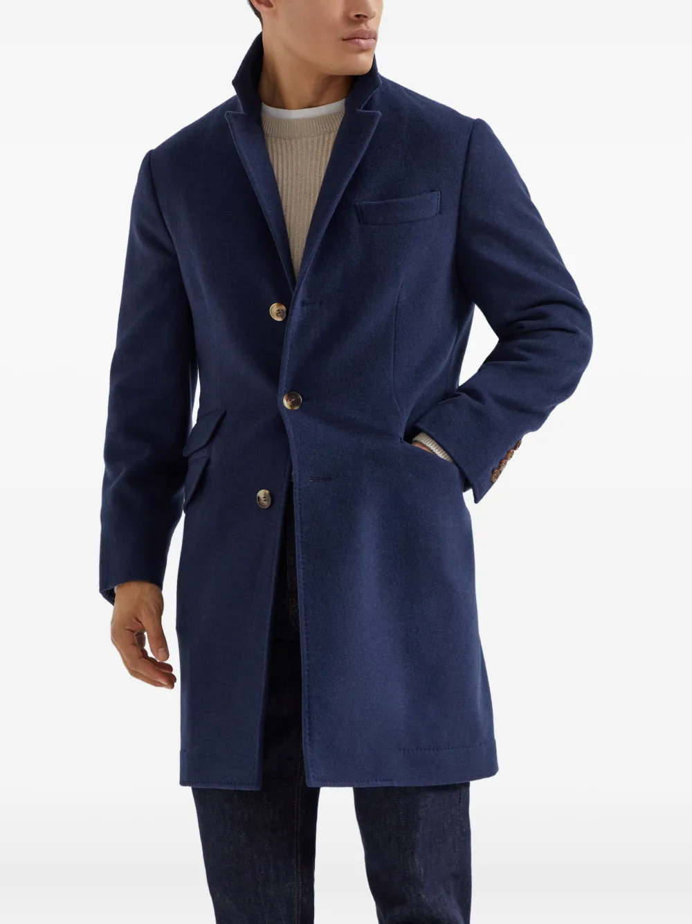 Brunello Cucinelli Kasjmier jas Blauw