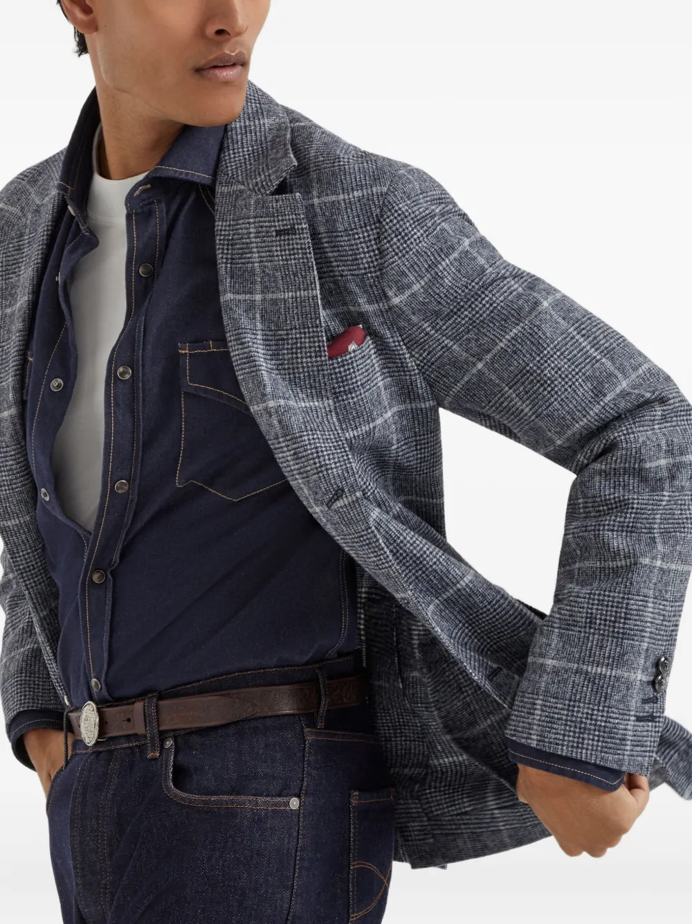 Brunello Cucinelli single-breasted blazer Blauw