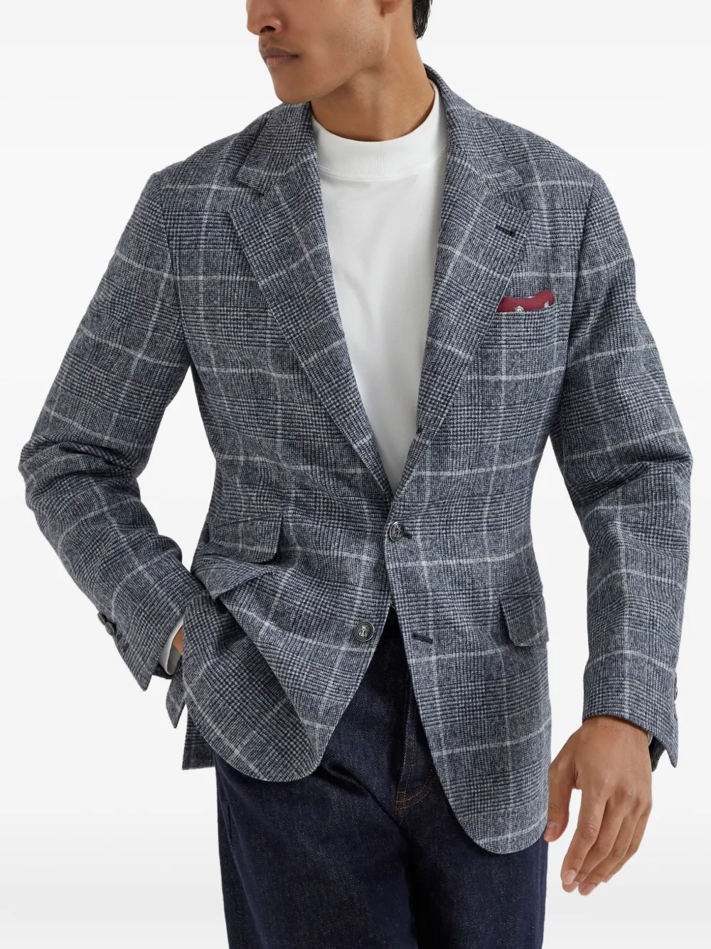 Brunello Cucinelli single-breasted blazer Blauw