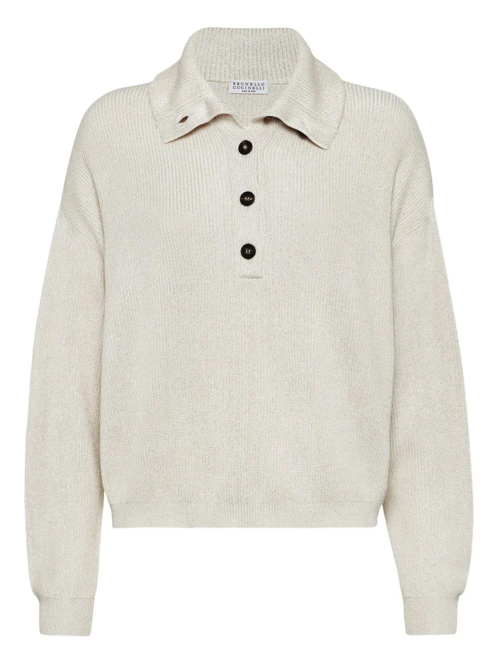 Brunello Cucinelli Women English Rib Cotton Polo-style Jersey With Jewellery