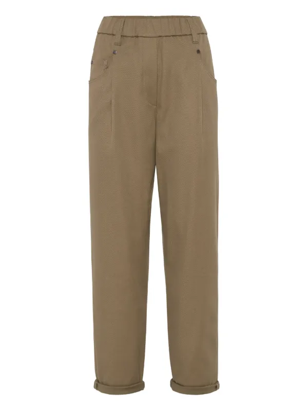 Brunello Cucinelli High-waisted Trousers in Brown