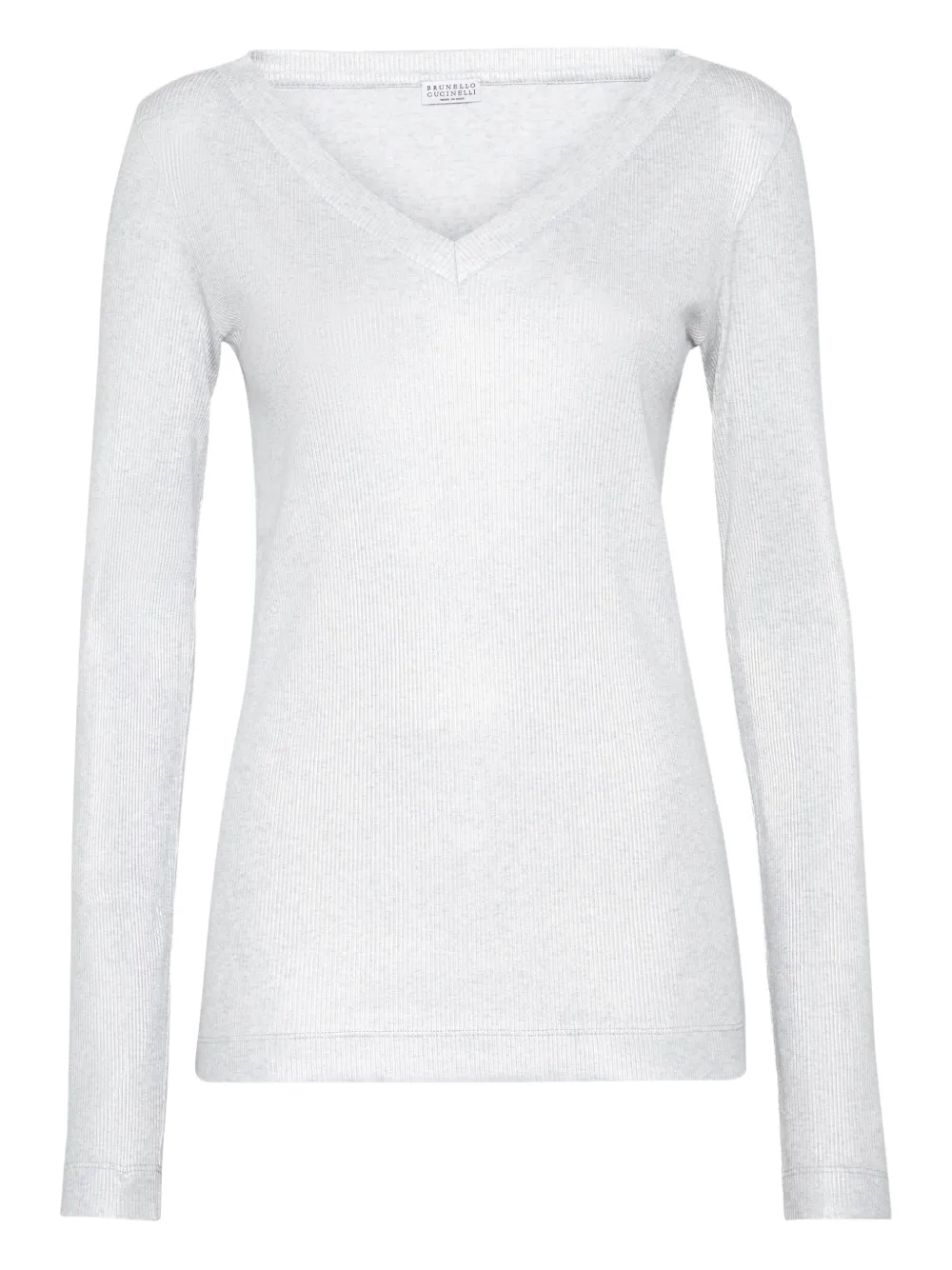 Brunello Cucinelli Fijngeribbeld T-shirt Zilver