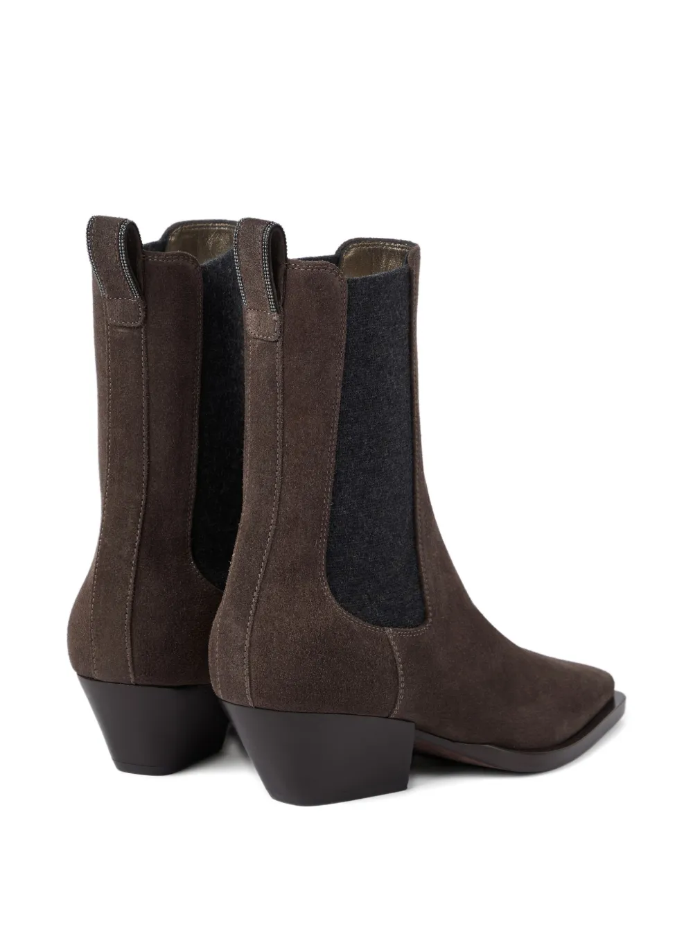 Brunello Cucinelli 50mm Monili-chain leather boots Brown