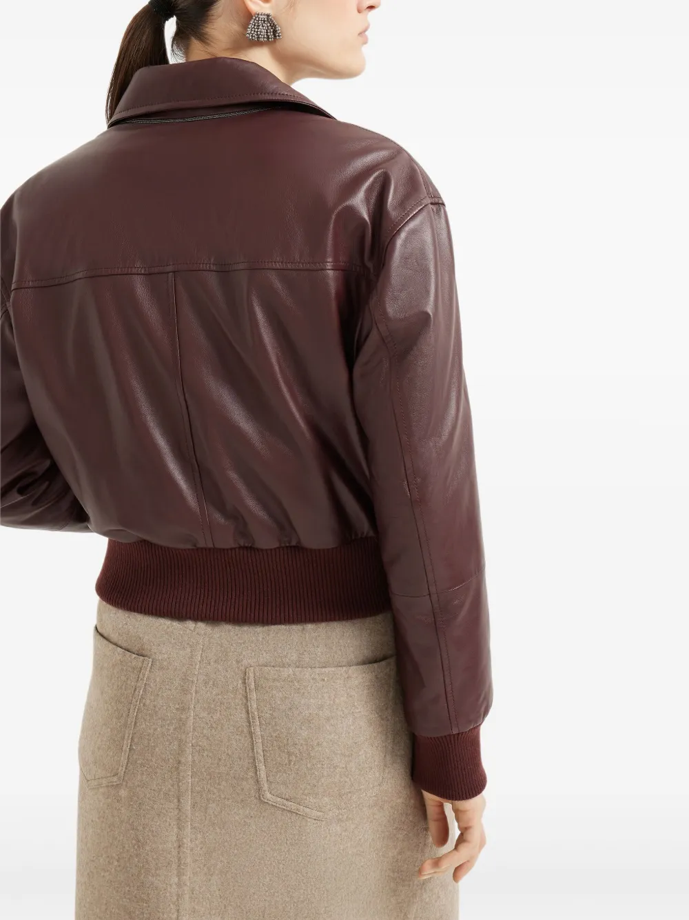 Brunello Cucinelli leather flap-pocket jacket Rood