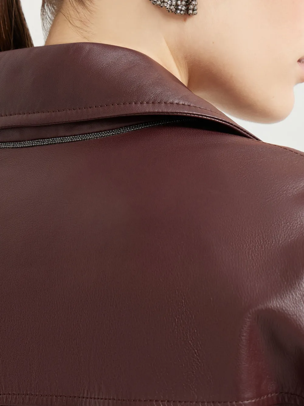 Brunello Cucinelli leather flap-pocket jacket Rood