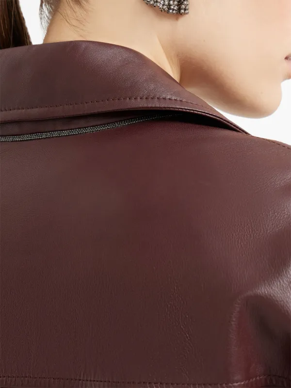 Brunello Cucinelli Leather flap-pocket Jacket | Red