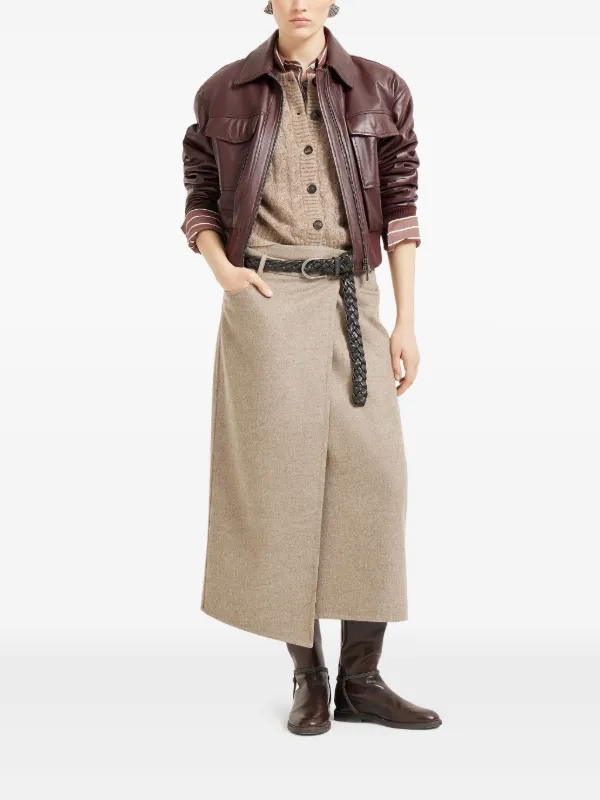 Brunello Cucinelli Leather flap-pocket Jacket | Red