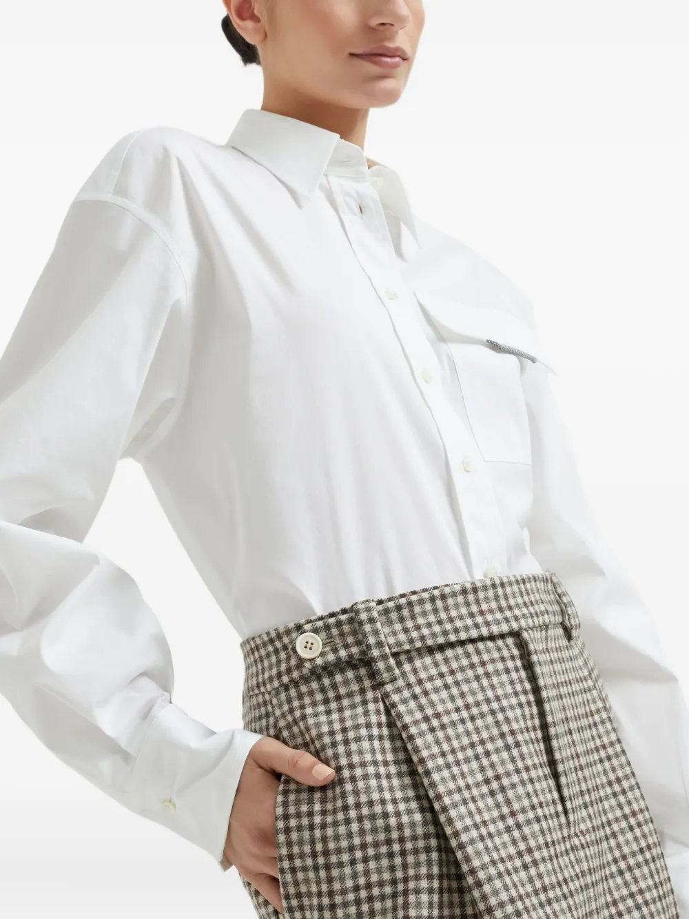 Brunello Cucinelli Geruite flanellen mini-rok Beige