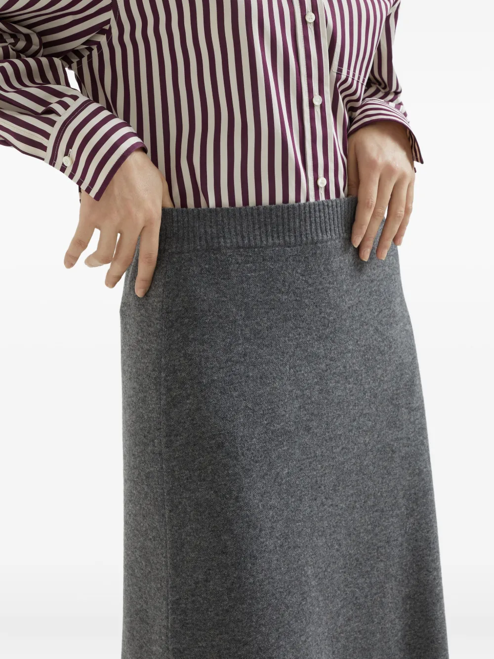 Brunello Cucinelli Gebreide midi-rok Grijs