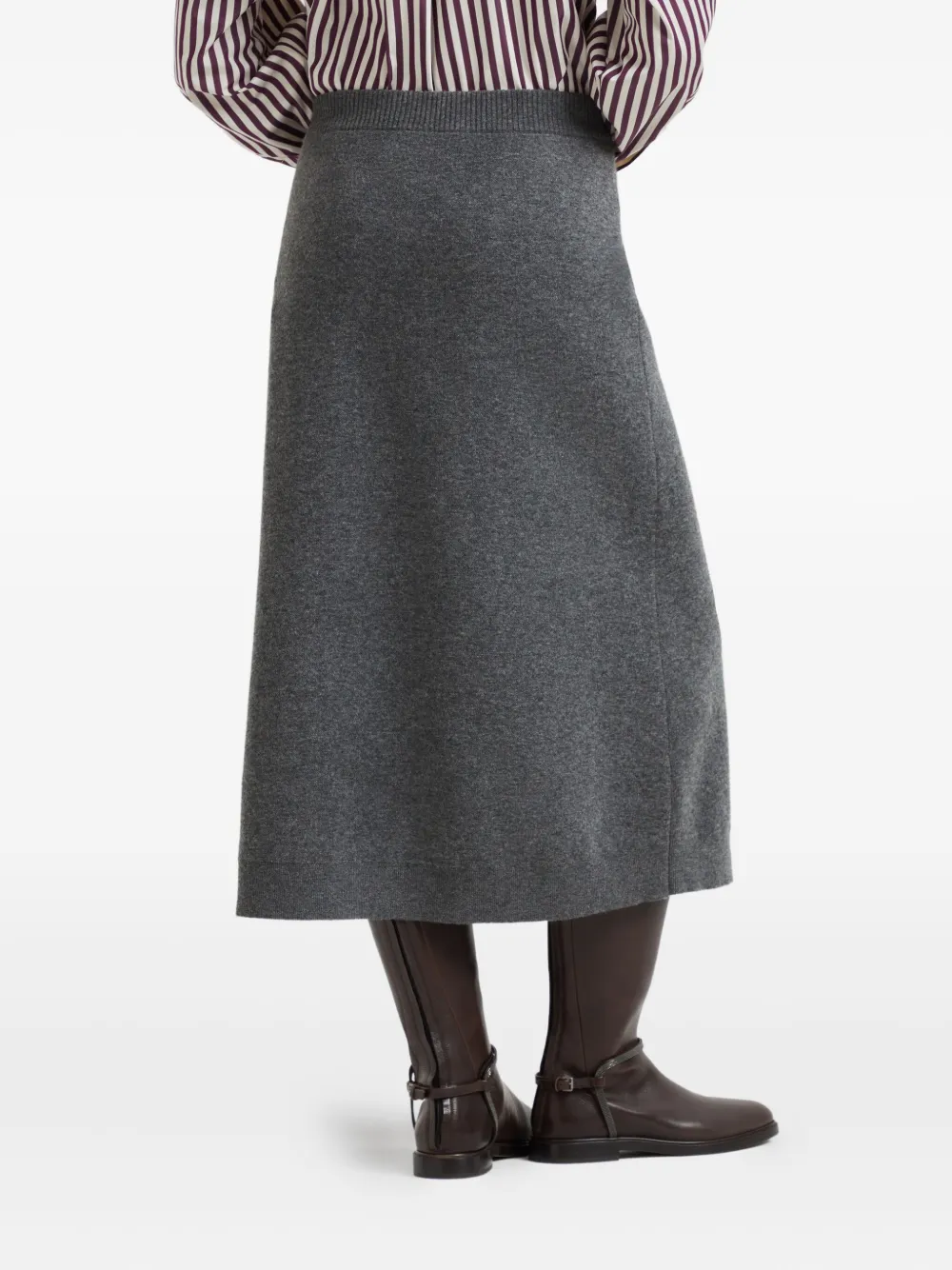 Brunello Cucinelli Gebreide midi-rok Grijs