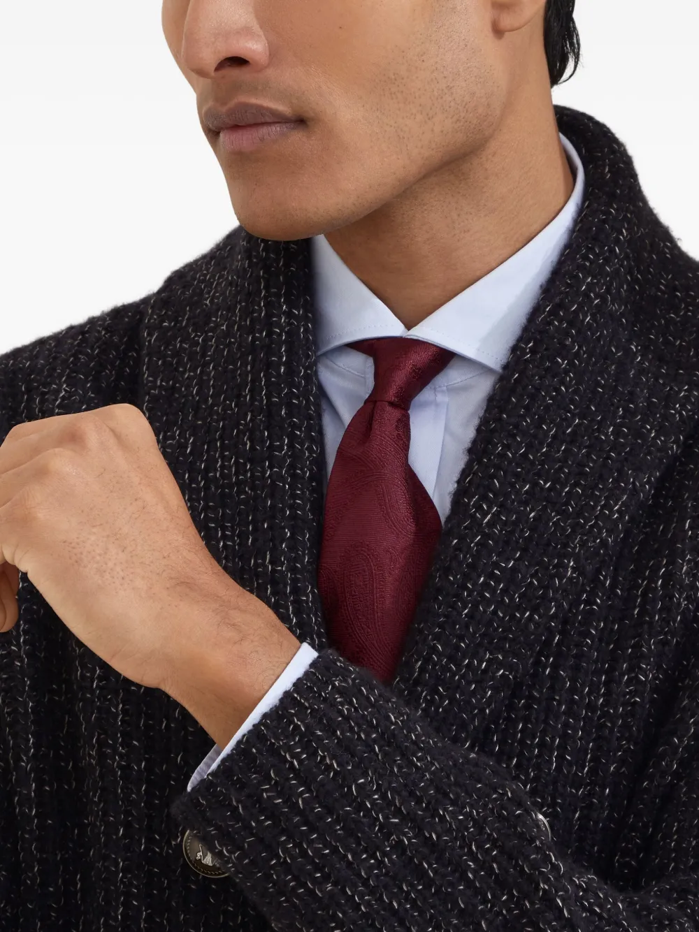 Brunello Cucinelli Silk Tie With Pattern In Burgundy