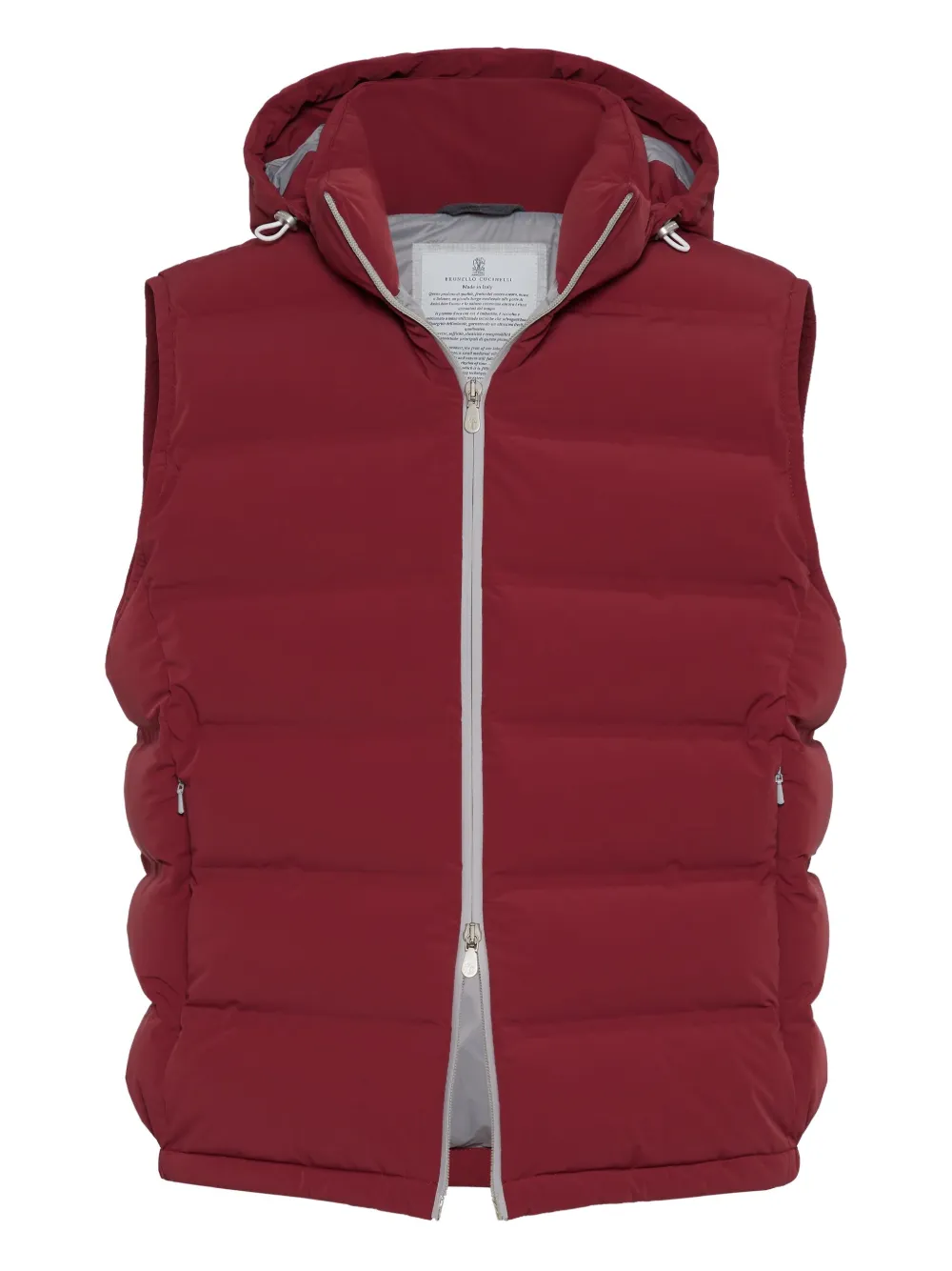 Brunello Cucinelli Taffeta gewatteerde bodywarmer Rood