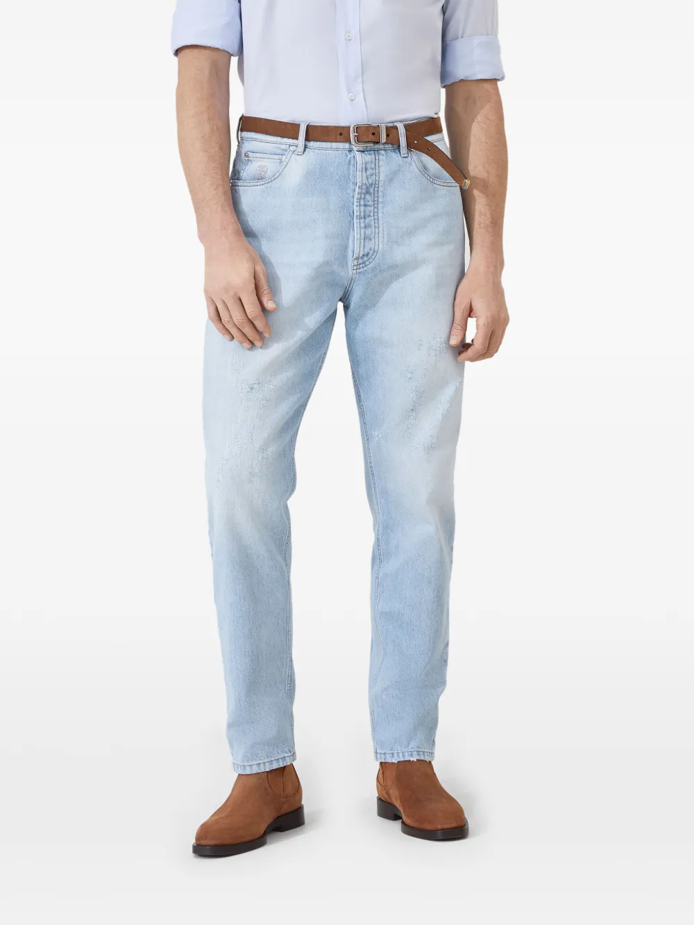 Brunello Cucinelli Gerafelde jeans Blauw